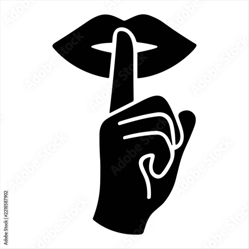 Obraz na plátně Keep silent icon on white background | Silent silhouette for web, infographic, a