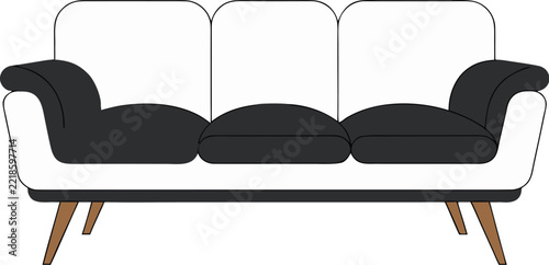 Modern Comfortable Sofa Vector Illustration