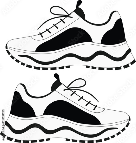 Modern Athletic Running Sneakers Vector Illustration