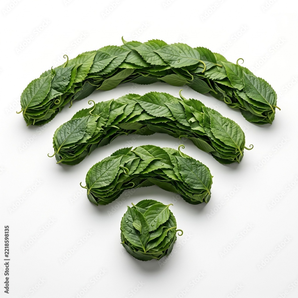 Fototapeta premium Wifi Icon Made With Leaf 