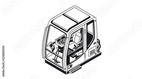 Construction vehicle cabin illustration