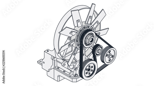 Mechanical Fan Assembly with Belts