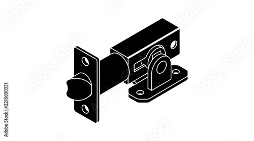 Isolated black door bolt lock on white background