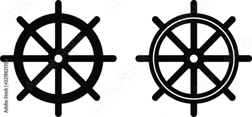 Ship wheel icon collection featuring nautical steering symbols