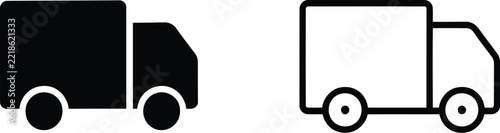 Truck icon silhouette set showing delivery vehicle side views