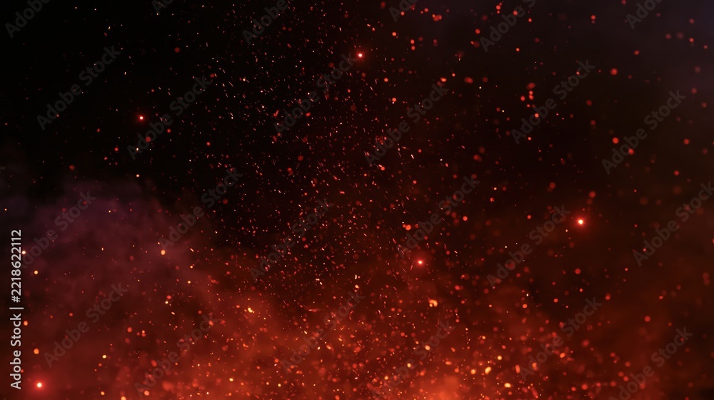 Fototapeta premium The Red Nebula Dust Cloud Shimmering With Cosmic Particles In Space