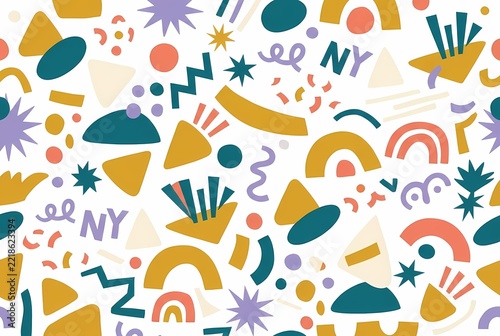 Vibrant Abstract Geometric Shapes Seamless Pattern