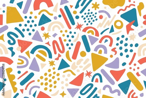 Vibrant Abstract Geometric Shapes Seamless Pattern