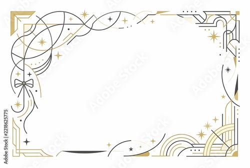 Art Deco Decorative Border Frame With Star Accents
