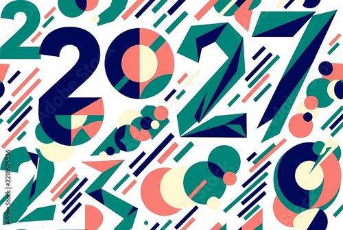 Abstract Geometric 2027 Number Design Pattern