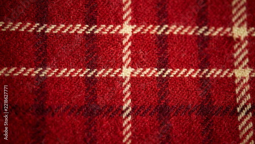 Red Tartan Wool Plaid Macro Weave Christmas Background