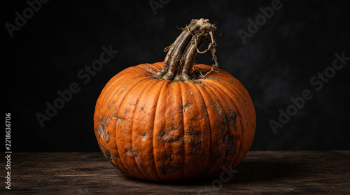 Rustic Pumpkin on Dark Background for Halloween Decor