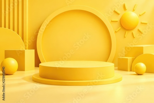 3D Studio Background with Product Pedestal Podium
