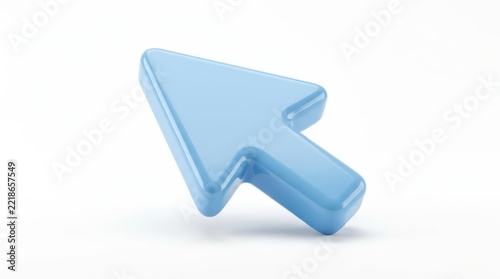 3d blue mouse cursor arrow isolated on white background