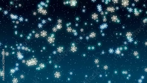 Shining Snowflakes Falling Winter Wonderland Holiday Motion Background