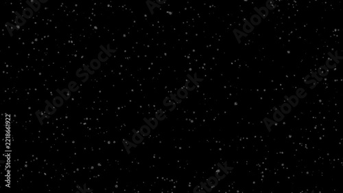 Snowflakes falling slowly on black background loop motion graphics