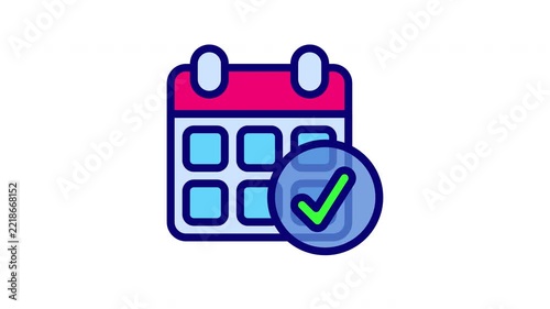 Animated Calendar Check Icon for Confirming Scheduled Events