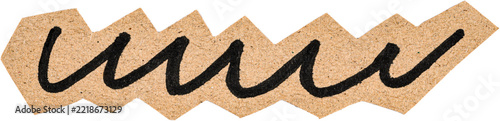 Hand drawn wavy scribble line doodle brown kraft paper zigzag cutout scrapbook element isolated