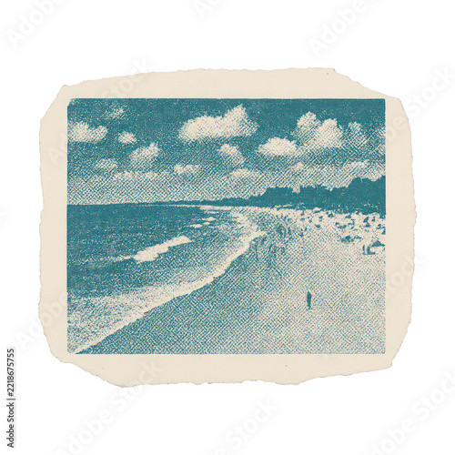 PNG Vintage beach scene illustration