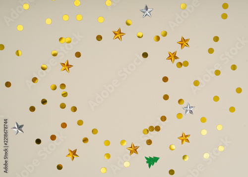 Gold star confetti background, glitter celebration pattern