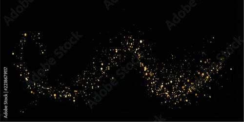 A dynamic golden particle wave flows across a dark background, creating a mesmerizing visual effect of shimmering light and abstract energy.