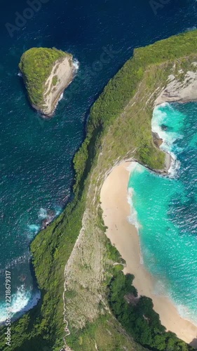 Kelingking Beach T-Rex Bay Overhead Aerial View