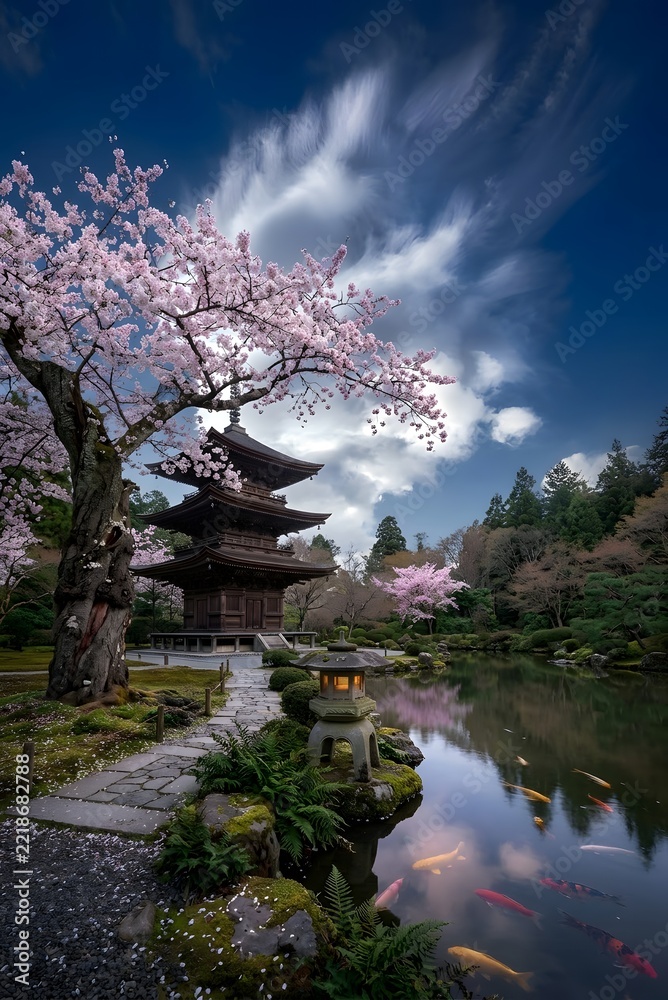 Obraz premium japanese garden in spring