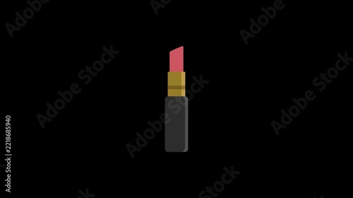 Pink Lipstick Makeup Icon Extending Animation Alpha Channel Seamless Loop 4K