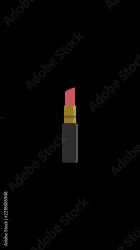 Vertical Pink Lipstick Makeup Animation Alpha Channel for Social Media Reels 4K