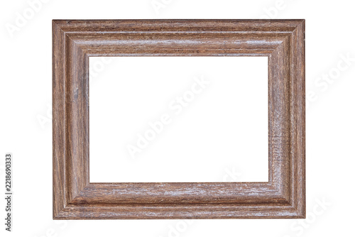 Rustic Brown Wooden Picture Frame Isolated on Transparent Background