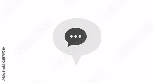 Minimalist chat bubble icon with typing indicator on white background