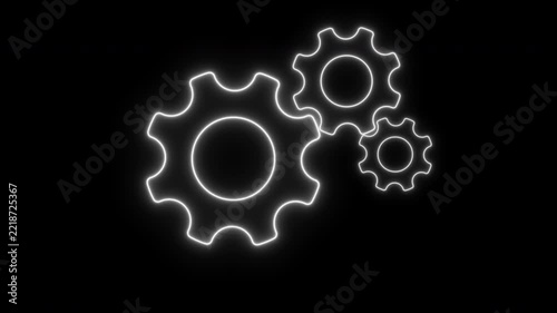 Gear setting rotation or cog sign icon, spinning 3 gear, Loading update setting icon, engineering and settings design icon animation on transparent background, 4k video