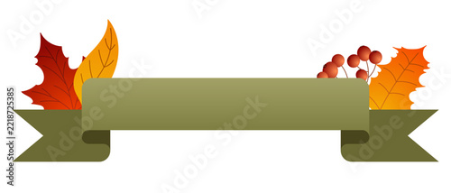 Autumn ribbon. Autumn ribbon with leaves, autumn foliage, maple leaves, and berries. Vector elements for autumn banners and promotional flyers
