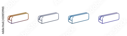 Pencil case icon set with gradient outline style for school stationery