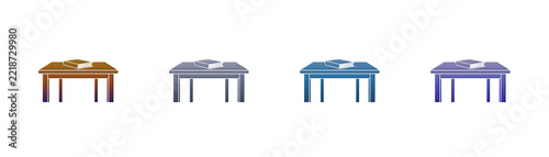 Table with book icon set flat design for web UI isolated on white background