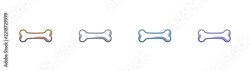 Dog bone icon set with colorful gradient style for pet shop web design