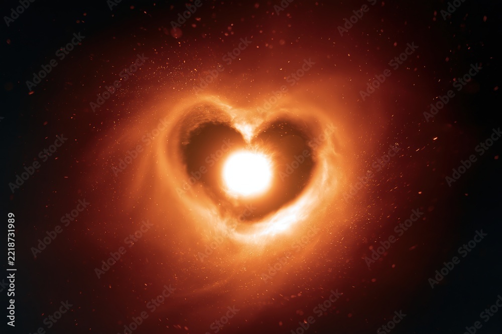 Fototapeta premium The Heart-Shaped Nebula Illuminating a Brilliant Central Star in Cosmic Glow