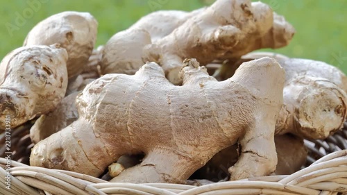 Fresh ginger in a basket