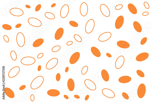 Minimal abstract background featuring scattered orange oval and elliptical shapes, including solid and outlined forms on a clean white background. Suitable for modern graphic design, presentations.