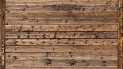 Rustic wooden wall featuring horizontal planks, visible knots and warm wood grain, perfect as a seamless background for design, interior mockups, signage, banners, or website headers with earthy tones