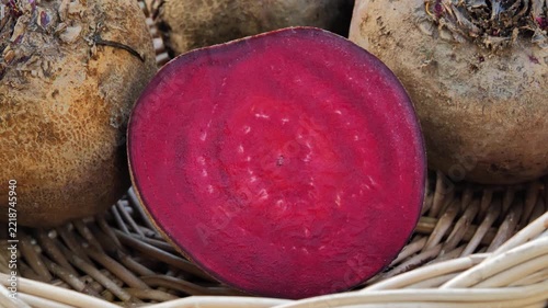 Fresh beetroots in a basket