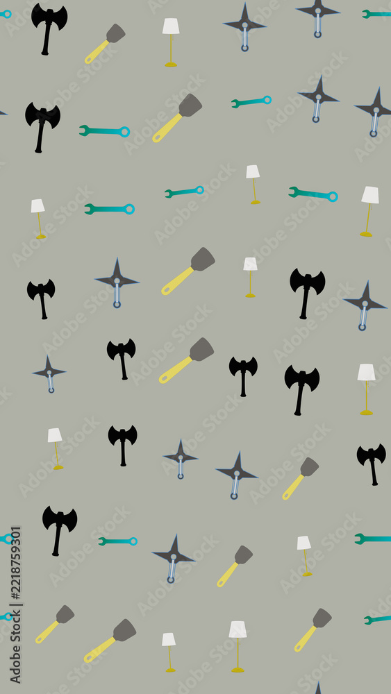 Fototapeta premium Seamless pattern of tools and weapons