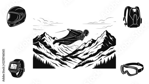 Wingsuit Flying Extreme Sports Vector