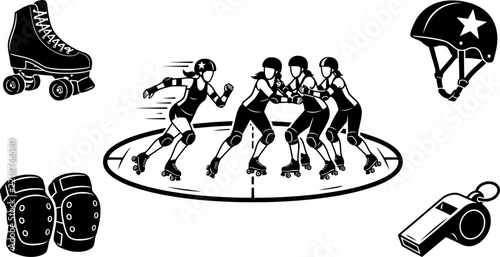 Roller Derby Team Equipment Vector