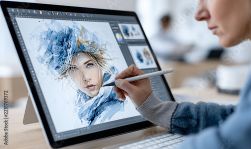 Anime Character Studio Editorial — Female Digital Artist Creating an Original Stylized Character

