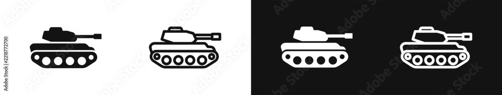 Fototapeta premium Military tank armored vehicle icon set vector illustration