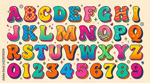 Groovy Colorful Disco Alphabet Font for Kids Birthday Party Typography