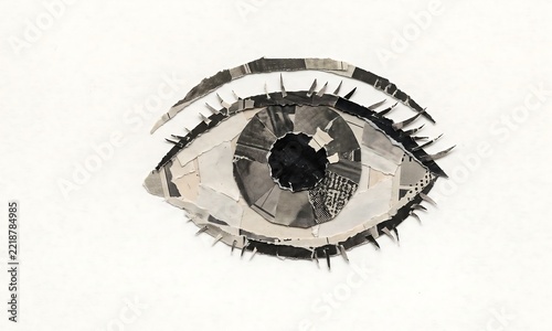 Vintage Eye Paper Cutout Illustration