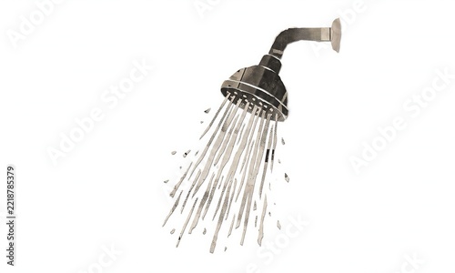 Vintage Shower Head Paper Cutout Illustration