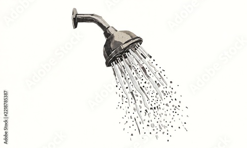 Vintage Shower Head Paper Cutout Illustration